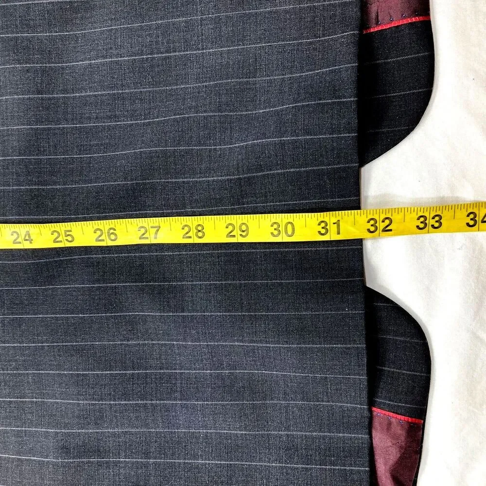 Lineage Wool Sport Coat Stripe Charcoal Gray 3 Button 46 48 Milan Preppy Mob